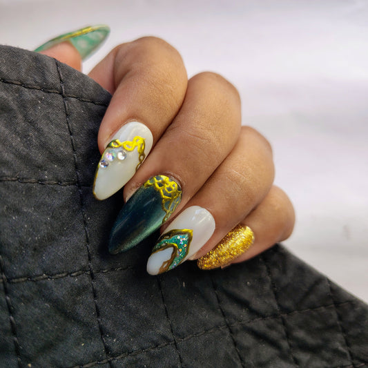 Midnight Marble press on nails