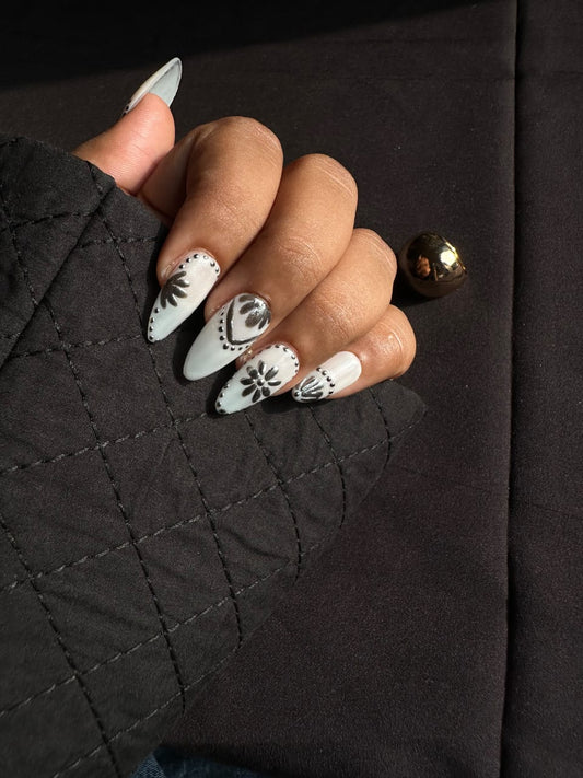 White Press On Nails