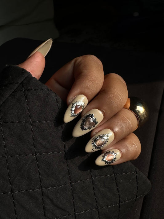 Cream Press On Nails